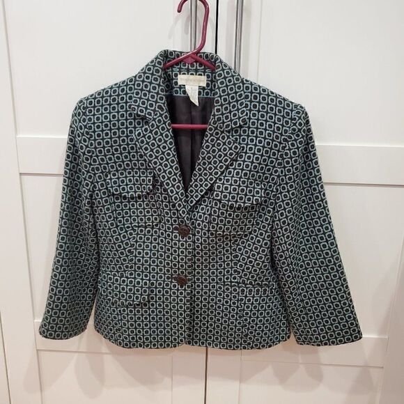 WORTHINGTON Brown Blue Square Blazer Jacket Suit - Picture 1 of 9